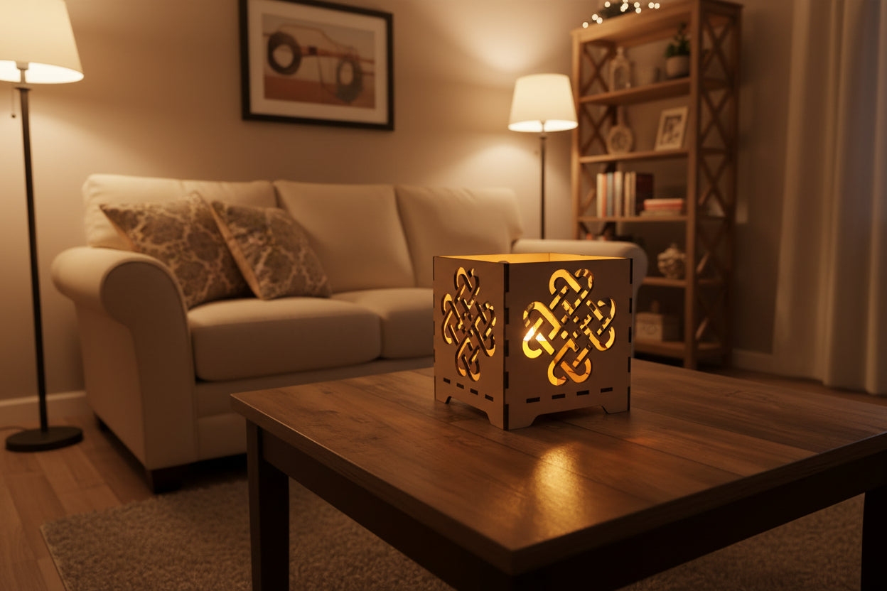 Decorative candle holder with Celtic knot design in Living Room